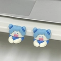 Organizador de cables con dibujo animado azul y rosa para gestión de escritorio - Personaje con pelo azul / 2 Piezas/Juego