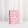 Bolsa de regalo de Navidad rosa y dorada con diseño de zig-zag y texto HO HO HO - Zigzag Rosa Dorado