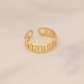 Detailed close-up of golden chain link adjustable ring on marble texture background - Hollow Chain Style (13#)