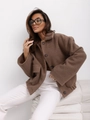 Detailed texture of brown wool blend fabric with single-breasted button and large pocket - S / Tops / Coffee