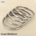 5pcs 18k gold plated 6mm thick stainless steel hollow bangle set for DIY jewelry - Steel Color Set (5 Rings)