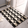 Zerbino wabi-sabi con motivo geometrico bianco e nero per un ingresso domestico - 50x80cm / Yoanna (Nero e Bianco Pois Semicerchio)