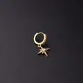 Golden starburst hoop earring with micro-pave cubic zirconia crystals on black texture - Micro-set Eight-pointed Star Style (10#)