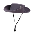 Dark charcoal grey wide brim sun hat for men with chin strap for hiking and fishing - Grey (Outdoor Bucket Hat)