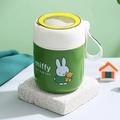 Green Miffy 304 stainless steel insulated soup cup with handle and clear window lid - Green / 450ml