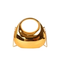 Golden acrylic half-moon clutch bag with metal round handle and chain shoulder strap - Rose Gold