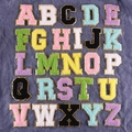 Set di toppe alfabeto A-Z in ciniglia con bordo glitter oro in colori pastello - 8cm/Mix di Colori/Set di 26 Lettere