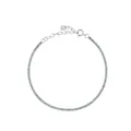 S925 sterling silver chain bracelet with light blue cubic zirconia pavé setting - 925 Silver / White Gold [Light Blue]