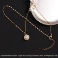 Golden sunflower necklace in titanium steel with a rotating zircon pendant - Rotatable Style 59 Sunflower (A713)