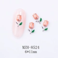 6x11mm pink resin tulip nail art charms with silver metal stems shown on white background - Orange Pink Tulip White K Base (8524)