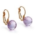 Elegant gold titanium steel hook earrings with light purple multifaceted crystal bead - Gold Color Light Purple