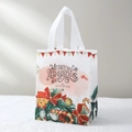Sacchetto regalo di Natale bianco in TNT con orsetto, fiocco rosso e illustrazioni - Bianco (BX2201 Orsetto)