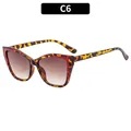 Occhiali da sole chic cat-eye con montatura leopardata, accenti rossi e lenti sfumate marroni - Leopardo Rosso Lenti Tè Sfumate