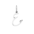 Minimalist silver cursive letter E pendant with a small heart detail and a metallic finish - Letter E / Steel