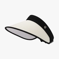 Creamy white empty top sun hat with black contrast band and metallic side logo detail - Adjustable / Beige