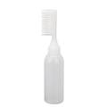 White transparent plastic hair dye bottle with comb brush head and measurement scale - Side Comb Bottle / White