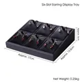 Black leatherette 6-slot stud earring display tray for jewelry counter showcase - 6-Slot Earring Display Tray (Black)