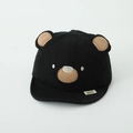 Close-up of baby cotton cap with cute brown bear ears and soft brim detail - 50cm (1-3 Years) / Black