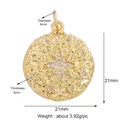 Specifiche dimensionali del ciondolo a stella dorato con misure e dettagli sul peso - Ciondolo Stella Ottagonale in Rilievo (M529695-Gold)
