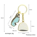 Porte-clés de ski doré avec pendentifs lunettes et montagne enneigée en émail bleu clair - Lunettes de Ski et Montagne / Or Bleu