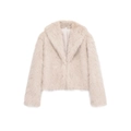 Chaqueta corta de piel sintética en color beige champán con cuello de solapa - XS / Albaricoque