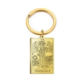 Gold stainless steel tarot keychain featuring the engraved Temperance card XIV design - Tarot 019 (Temperance)