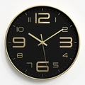 10-inch round wall clock featuring a matte black dial and brushed champagne gold frame - Painted Black Dial Gold Numbers