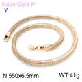 Minimalist 6.5mm rose gold stainless steel snake chain necklace with lobster clasp - Rose Gold (KN203820-Z)