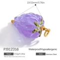 Waterproof purple berry fruit pendant in 18k gold plated stainless steel for DIY necklace - Purple Grape Shape Pendant (PJ91235B)