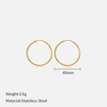 Polished golden 40mm stainless steel hoop earrings for women in minimalist style - 40mm