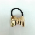 Chic punk style golden metal bow hair tie with black high-elasticity rope band - 1056-12 (Mirror Butterfly Bow)