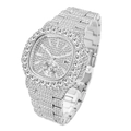 Luxury silver-tone iced out square watch for men featuring crystal pave and date display - Silver