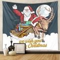 Detail of Christmas tapestry with Santa Claus and reindeer design on a blue wall - Gt100606 / 73X95CM (Brushed Fabric)
