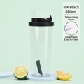 880ml Tritan water bottle with retractable straw in black for boba tea and smoothies - Ink Black