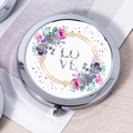 Chrome portable pocket mirror with colorful floral patterns and LOVE lettering - Simple Love Design