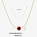 Goldene Edelstahlkette mit rundem rotem Zirkonia-Anhänger und Größenangaben - Januar