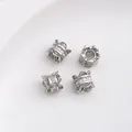 Silver hollowed lace spacer beads with cubic zirconia for DIY jewelry making - 6# Hollow Fortune Bead / 7.5x8mm / White Gold