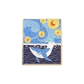 Artistic Van Gogh Starry Night enamel pin with a jumping whale design on white background - Starry Sky Whale