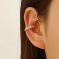 Elegant rose gold ear cuff featuring wavy zircon inlay for a minimalist no-piercing look - Rose Gold Wave Zircon Style (WG-1289)