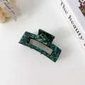 Grande molletta per capelli quadrata in acetato verde scuro e oro per acconciature - Verde Smeraldo-7.8cm