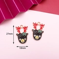 Black reindeer enamel pendant with red antlers and golden edges, size 27mm by 18mm - 13# Reindeer