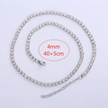 Collana tennis in acciaio inossidabile argento da 4mm con cristalli bianchi e 40+5cm - 4mm 40+5cm / Color Acciaio