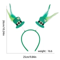 Green St. Patrick's Day headband with sequin top hats and feathers on white backdrop - Top Hat Feather