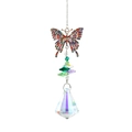 Garden suncatcher featuring a colorful rhinestone butterfly with crystal prism pendant - Butterfly Pendant