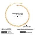 Especificaciones detalladas de tamaño y características impermeables del collar de acero - Estilo de Cadena Cruzada de Medio Círculo (JDN0302009) / Dorado