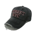 Berretto da baseball NYC grigio scuro invecchiato con visiera sfilacciata street - M (56-58cm) / Nero