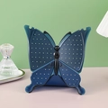 Saphirblauer Schmetterling-Schmuckständer mit schwarzem Sockel für Ohrringe und Ketten - Blau
