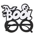 Halloween BOO! party glasses frame with witch hat and skull decorations on white background - Boo Skull