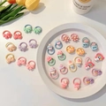 Macaron color cartoon hair elastic set with rainbow, flower, and cupcake designs - 30 Pieces Set Combination 2