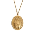Gouden ovale medaillon ketting met vintage barok gravure en fijne schakelketting - Spiegel Patroon Medaillon Ketting-Goud
